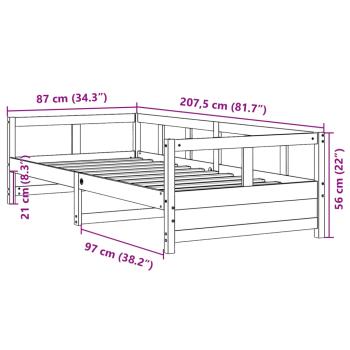 Tagesbett ohne Matratze Weiß 80x200 cm Massivholz Kiefer