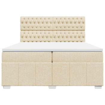 ARDEBO.de - Boxspringbett mit Matratze Creme 200x200 cm Stoff