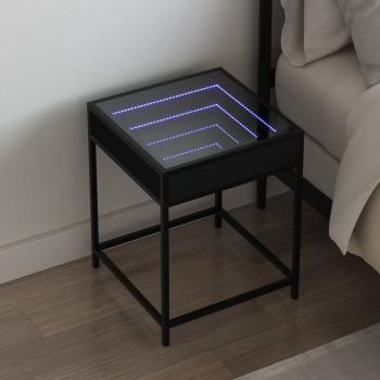 ARDEBO.de - Nachttisch mit Infinity-LED Schwarz 40x40x51 cm