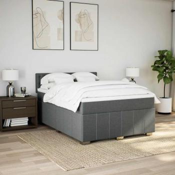 Boxspringbett mit Matratze Dunkelgrau 140x190 cm Stoff