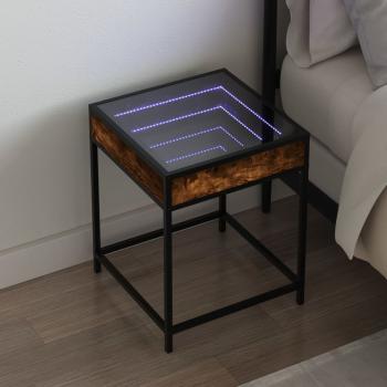 ARDEBO.de - Nachttisch mit Infinity-LED Räuchereiche 40x40x51 cm