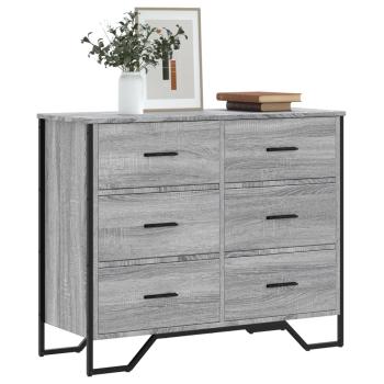 ARDEBO.de - Kommode Grau Sonoma 91x35,5x74,5 cm Holzwerkstoff