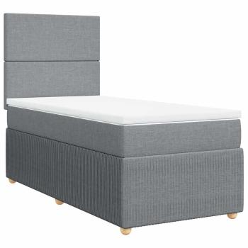 Boxspringbett mit Matratze Hellgrau 100x200 cm Stoff