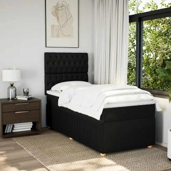 Boxspringbett mit Matratze Schwarz 100x200 cm Stoff