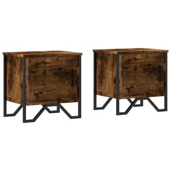 ARDEBO.de - Nachttische 2 Stk. Räuchereiche 40x30x40 cm Holzwerkstoff