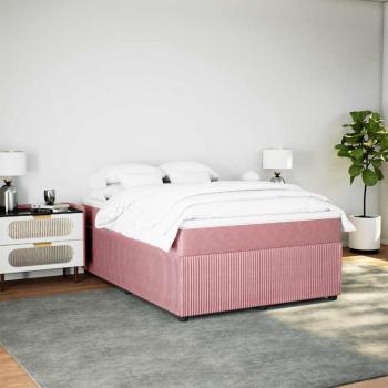 Boxspringbett mit Matratze Rosa 140x200 cm Samt