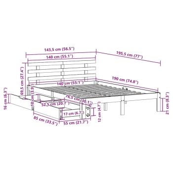 Massivholzbett mit Schubladen Wachsbraun 140x190 cm Kiefer