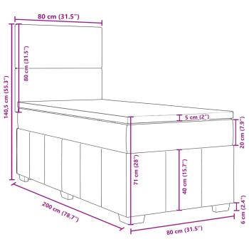 Boxspringbett mit Matratze Schwarz 80x200 cm Stoff