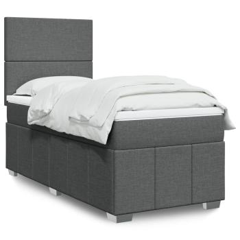 ARDEBO.de - Boxspringbett mit Matratze Dunkelgrau 90x190 cm Stoff