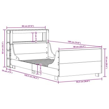 Massivholzbett ohne Matratze Wachsbraun 90x190 cm Kiefernholz