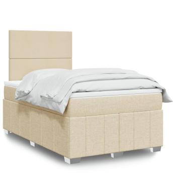 ARDEBO.de - Boxspringbett mit Matratze Creme 120x190 cm Stoff