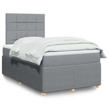 ARDEBO.de - Boxspringbett mit Matratze Hellgrau 120x190 cm Stoff