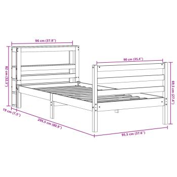 Massivholzbett ohne Matratze Wachsbraun 90x200 Kiefernholz
