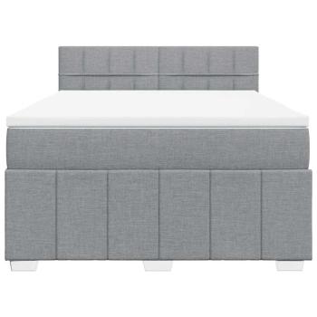 Boxspringbett mit Matratze Hellgrau 140x200 cm Stoff