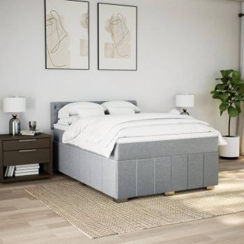 Boxspringbett mit Matratze Hellgrau 140x190 cm Stoff