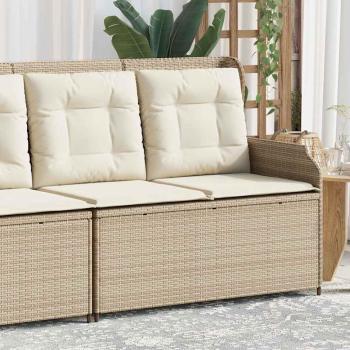 ARDEBO.de - Gartenbank Verstellbar mit Kissen Beige Poly Rattan