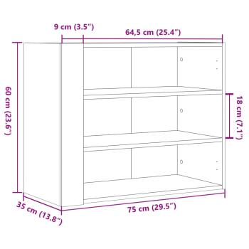 Wandregal Schwarz 75x35x60 cm Holzwerkstoff
