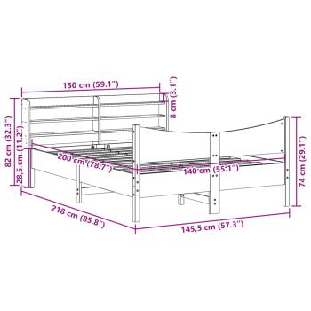 Massivholzbett mit Kopfteil Wachsbraun 140x200 cm Kiefer
