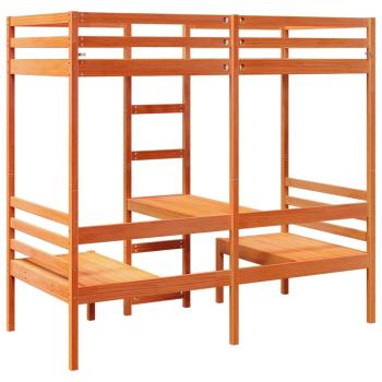 Hochbett mit Schreibtisch & Stühlen Braun 90x190 cm Kiefernholz