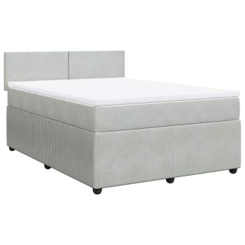 Boxspringbett mit Matratze Hellgrau 140x190 cm Samt