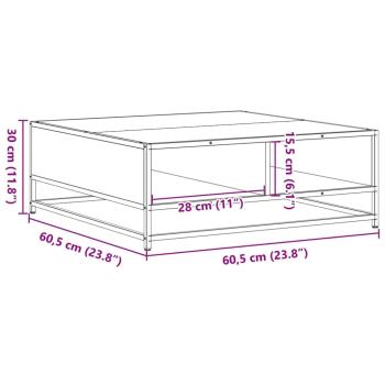 Couchtisch Schwarz 60,5x60,5x30 cm Holzwerkstoff und Metall