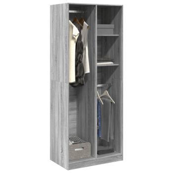 ARDEBO.de - Kleiderschrank Grau Sonoma 80x50x200 cm Holzwerkstoff