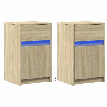 Nachttische mit LED-Leuchten 2 Stk. Sonoma Eiche Holzwerkstoff