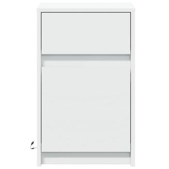 Nachttisch mit LED-Leuchten Weiß Holzwerkstoff