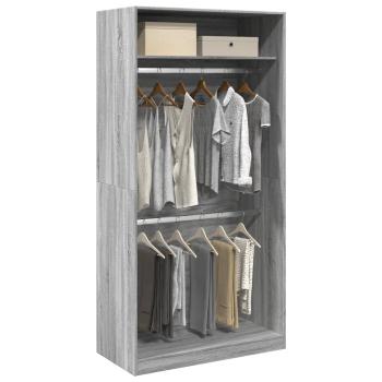 ARDEBO.de - Kleiderschrank Grau Sonoma 100x50x200 cm Holzwerkstoff