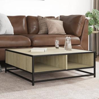 ARDEBO.de - Couchtisch Sonoma-Eiche 80x80x30 cm Holzwerkstoff und Metall