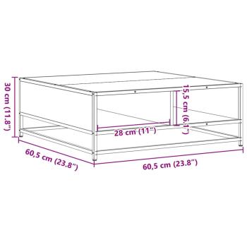 Couchtisch Räuchereiche 60,5x60,5x30cm Holzwerkstoff und Metall