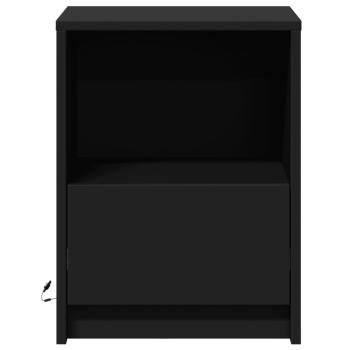 Nachttische mit LED-Leuchten 2 Stk. Schwarz Holzwerkstoff