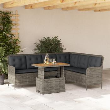 ARDEBO.de - 2-tlg. Garten-Sofagarnitur mit Auflagen Poly Rattan Grau