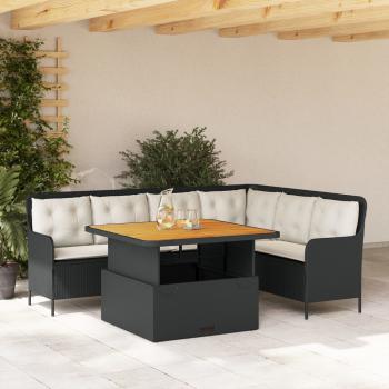 ARDEBO.de - 2-tlg. Garten-Sofagarnitur mit Auflagen Schwarz Poly Rattan