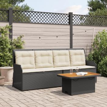 ARDEBO.de - 3-tlg. Garten-Lounge-Set mit Kissen Schwarz Poly Rattan