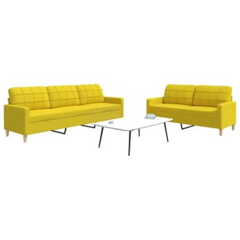 ARDEBO.de - 2-tlg. Sofagarnitur Hellgelb Stoff