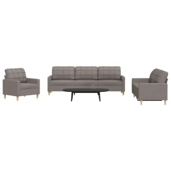 ARDEBO.de - 3-tlg. Sofagarnitur Taupe Stoff