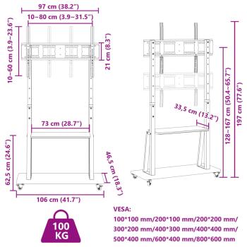 TV-Ständer auf Rollen 32-90 Zoll Max VESA 800x600 mm 100kg