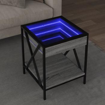 ARDEBO.de - Couchtisch mit Infinity-LED Grau Sonoma 40x40x49 cm
