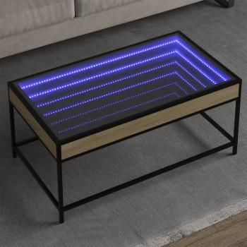 ARDEBO.de - Couchtisch mit Infinity-LED Sonoma-Eiche 90x50x41 cm