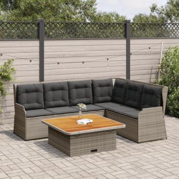 ARDEBO.de - 5-tlg. Garten-Lounge-Set mit Kissen Grau Poly Rattan