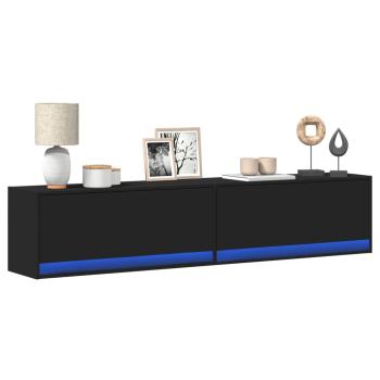 ARDEBO.de - TV-Wandschrank mit LED Schwarz 180x31x38 cm
