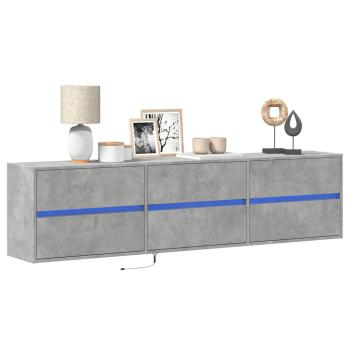 ARDEBO.de - TV-Wandschrank mit LED Betongrau 180x31x45 cm
