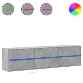 ARDEBO.de - TV-Wandschrank mit LED Betongrau 180x31x45 cm