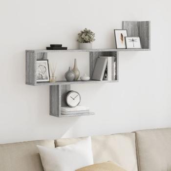 ARDEBO.de - Wandregal Grau Sonoma 100x15x70 cm Holzwerkstoff