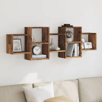 ARDEBO.de - Wandregal Altholz-Optik 129x18x42 cm Holzwerkstoff