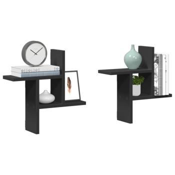 ARDEBO.de - Wandregale 2 Stk. Schwarz 38x12x38 cm Holzwerkstoff