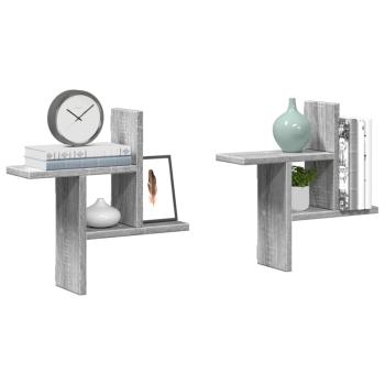 ARDEBO.de - Wandregale 2 Stk. Grau Sonoma 38x12x38 cm Holzwerkstoff