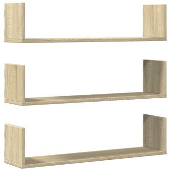 ARDEBO.de - Wandregale 3 Stk. Sonoma-Eiche 80x18x18 cm Holzwerkstoff