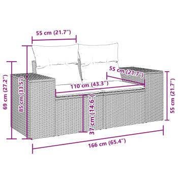 5-tlg. Garten-Sofagarnitur mit Kissen Hellgrau Poly Rattan